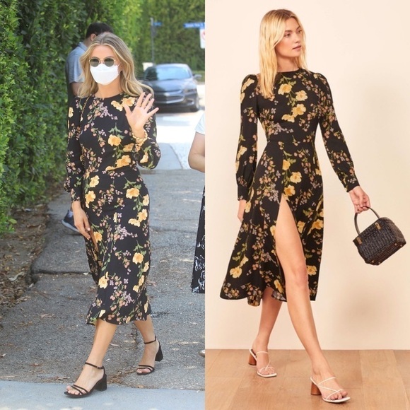 Reformation Dress Creed Midi Slit Floral Cutout Keyhole Marseille 4 EUC - Picture 13 of 13